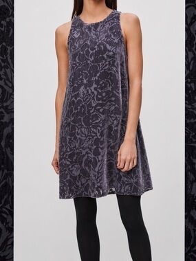 Aritzia Wilfred Trompette Trapeze Velvet Mini Purple Dress